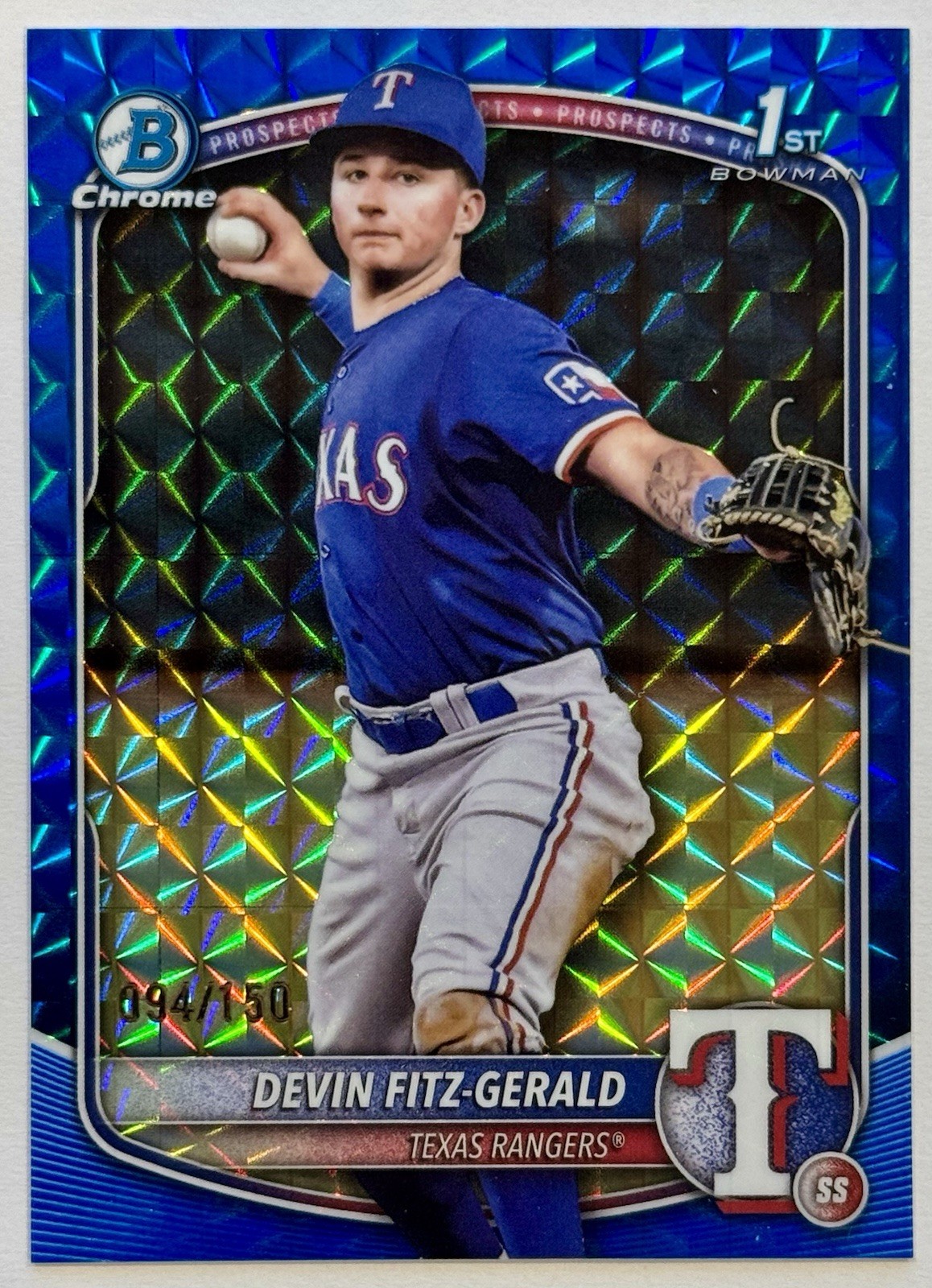 2025 Bowman Chrome Devin Fitz-Gerald 1st Blue Geometric Refractor #94/150