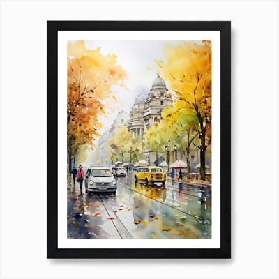Bukarest Rumänien im Herbst Herbst, mit gerahmtem Wandbild Poster Leinwanddruck Bild