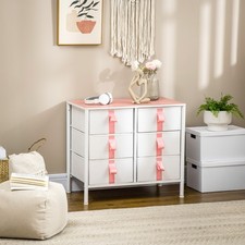 Chest of Drawers Cloth Organizer w/ 6 Fabric Drawer Metal Frame Nursery Room