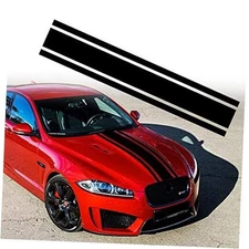 49"x 8.7" Car Hood Sticker Auto Racing Stripes Body Side Decal Hood A Black