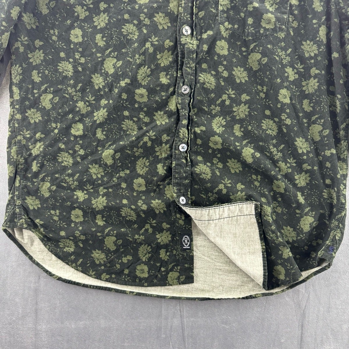 Todd Snyder Italian Micro Cord Floral Shirt in Olive Size XL View 3