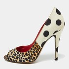 DG Multicolor Printed Canvas Peep Toe Pumps Size 39