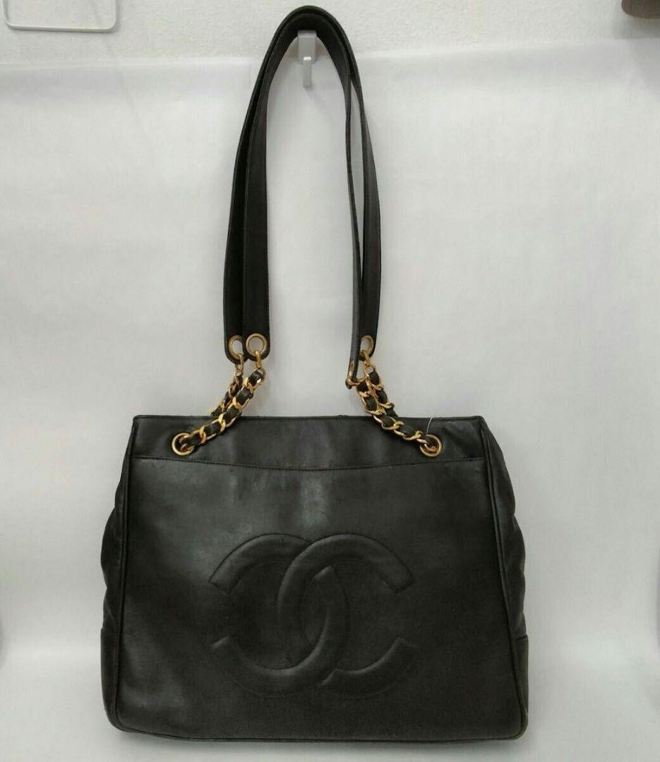 CHANEL Cocomark Black Lambskin Chain Shoulder Bag #PGEDYH