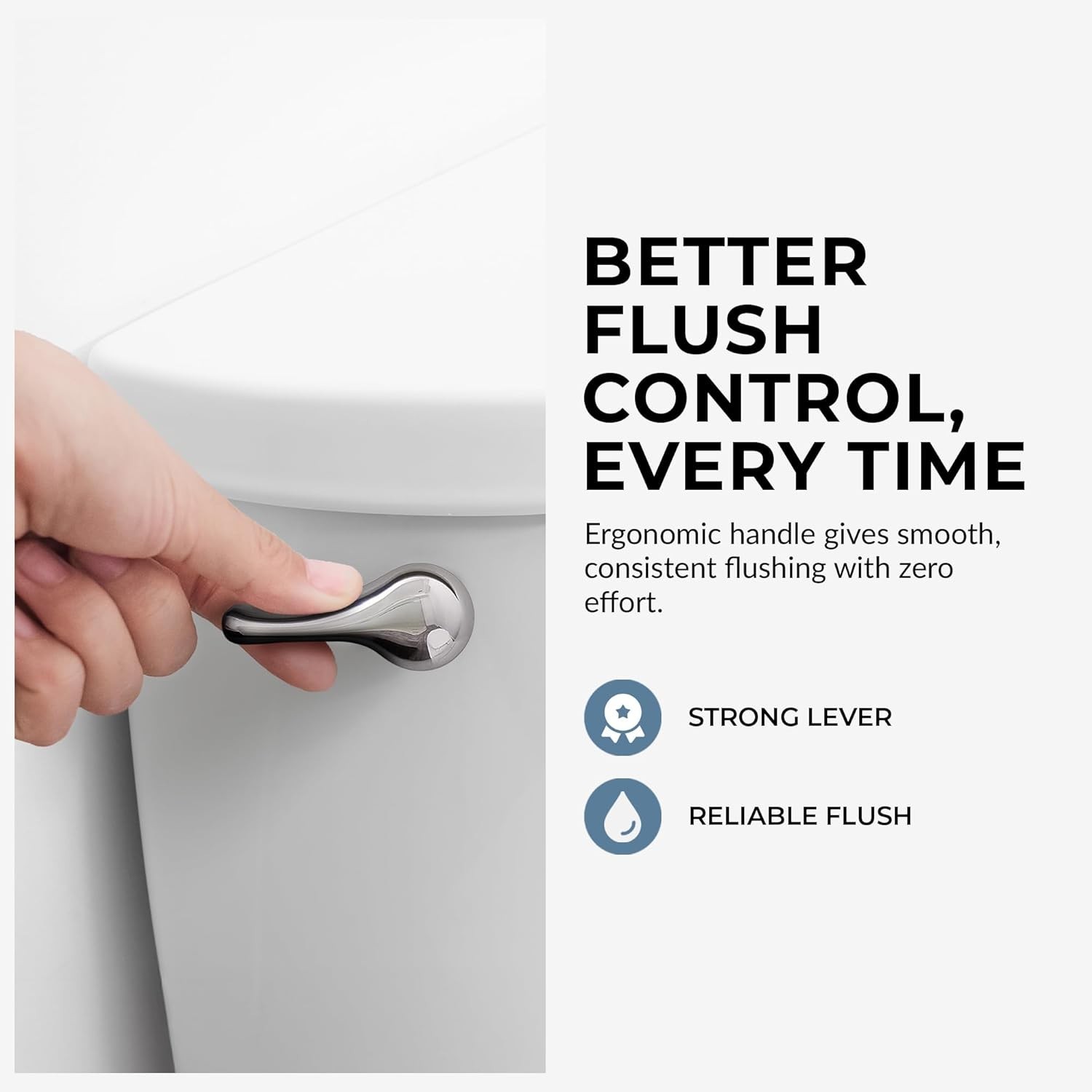 Universal Toilet Tank Flush Lever, Chrome Finish Handle with Metal Nut, Fits ...