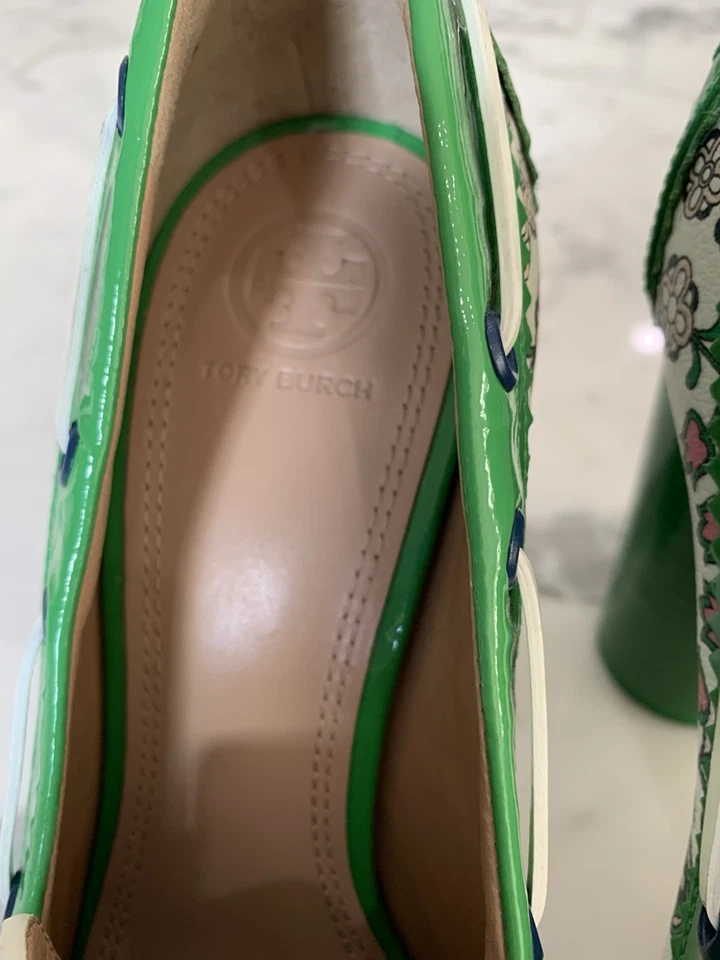 Zapatos de salón TORY BURCH Garden Party Fisher verde kelly tacones florales talla 10 Foto 2 de 4