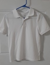 Wonder Nation Boys Polo Shirt Sz XL 14-16 Solid White Short Sleeve