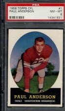 1958 Topps CFL Football #1 Paul Anderson PSA 8 1/1 None Higher