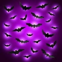 Halloween Deko 3D FledermäUse 24 StüCk Led Wandaufkleber FüR Gruselige Party