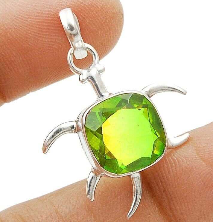 4CT Natural Tourmaline Quartz 925 Sterling Silver Pendant Jewelry @14-9