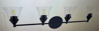 Hampton Bay Marsden 4-Light Matte Black Vanity Light w/ Clear Glass 32.25 in.