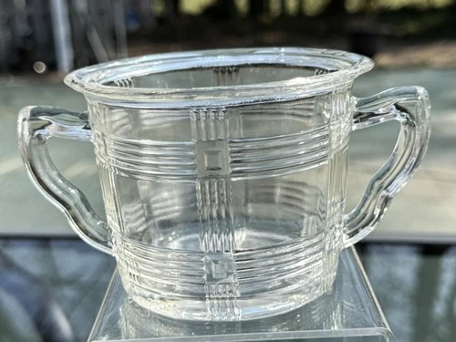 Vintage Hazel Atlas Criss Cross Sugar Bowl w Lid Depression Glass Crysta