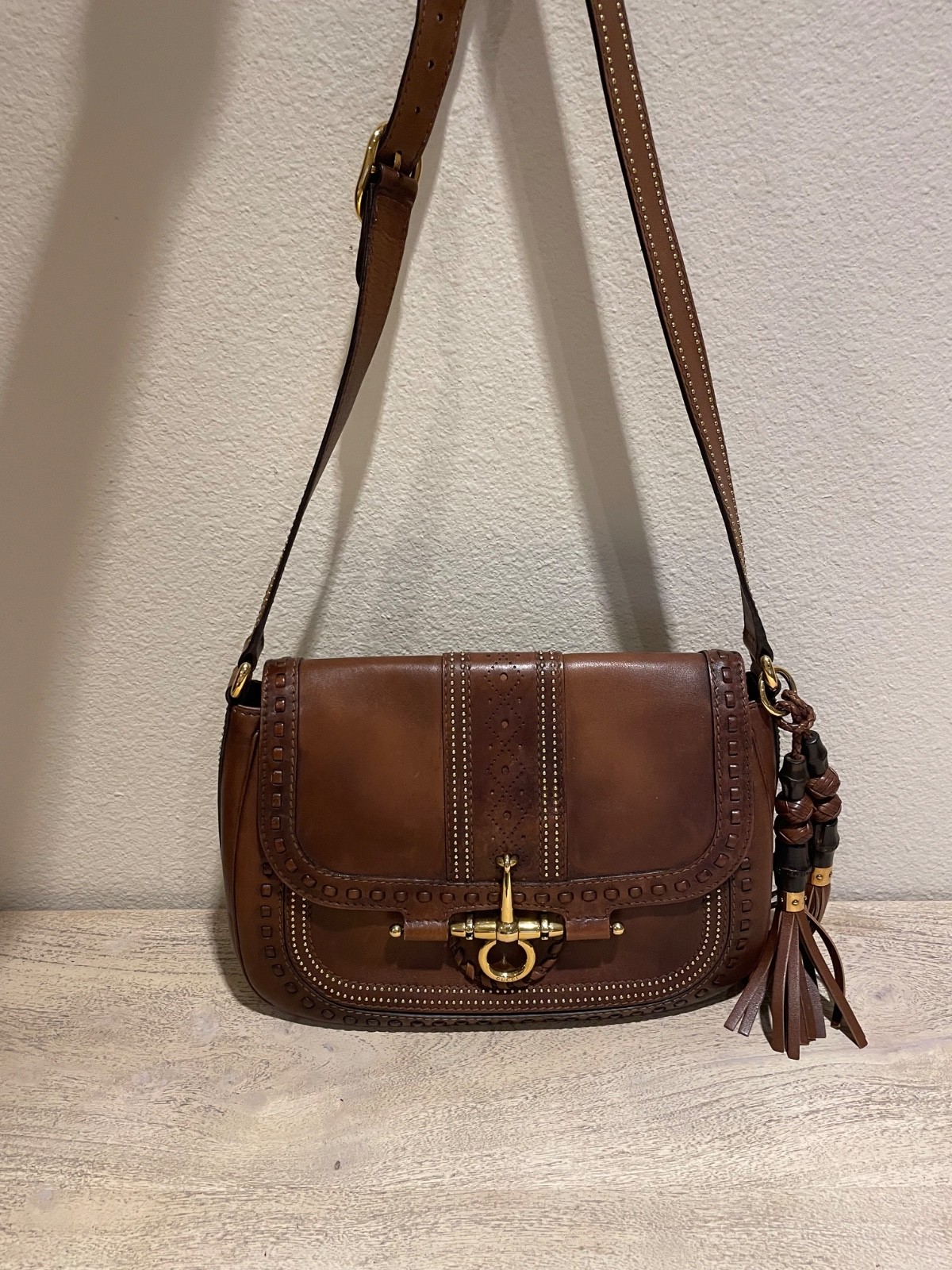 GUCCI Authentic Snaffle Bit Brown Medium Handbag … - image 2
