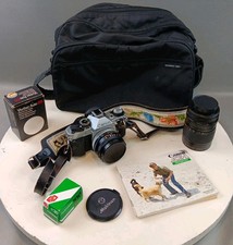 Vintage Canon AE-1 35mm Camera Bundle W/ Bag Flash 2 Lens Manual