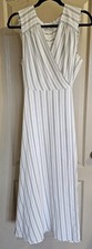 Calvin Klein XL Striped Faux Wrap A Line Maxi Dress White & Gray
