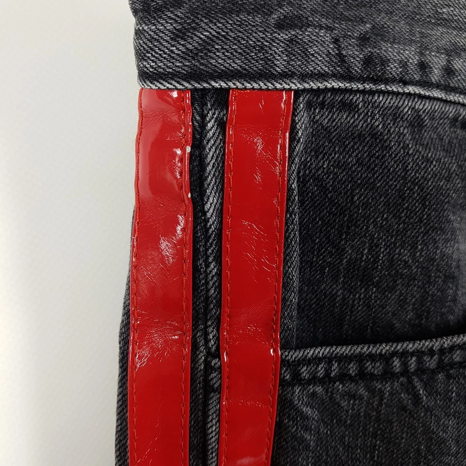 Rag & Bone Jeans Damen W28 Grau Rot Relaxed Straight Crop Streifen Denim Hose - Bild 3 von 4