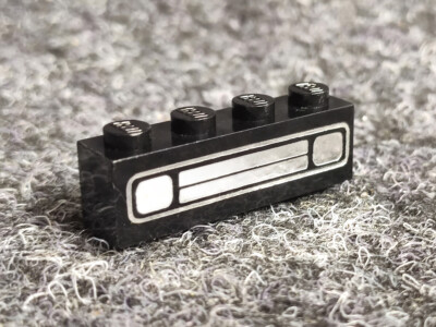 Lego 3010pb035e Stein schwarz 1x4 mit Scheinwerfer Chrom bedruckt - X3