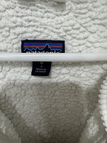 Patagonia Sweater Youth Medium White Pullover 1/4 Zip Cream - Picture 2 of 3