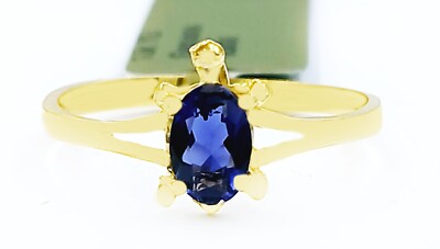 ECHTER 0,72 kt IOLITH SCHILDKRÖTENRING 10 K MASSIV GELBGOLD - kostenloser Bewertungsservice