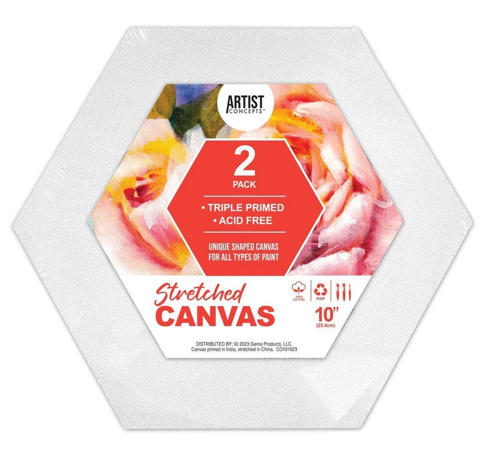 Artist Concepts Unique Shaped Canvas 2- Pack - 10 inch Round, Triangle, Hexagon - Image 2 of 3