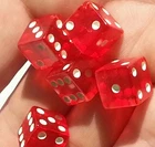 Vintage Crisloid cheater Red Lucite dice. 5 dice 1/2" (random matching numbers)