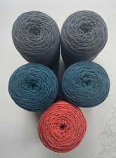Lot of 5 Let's Knit Macrame Yarn Coordinating Colors Cotton/Poly Cakes