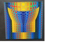 Victor Vasarely "Bika-Zett" Mounted Offset Color Lithograph 1979-81