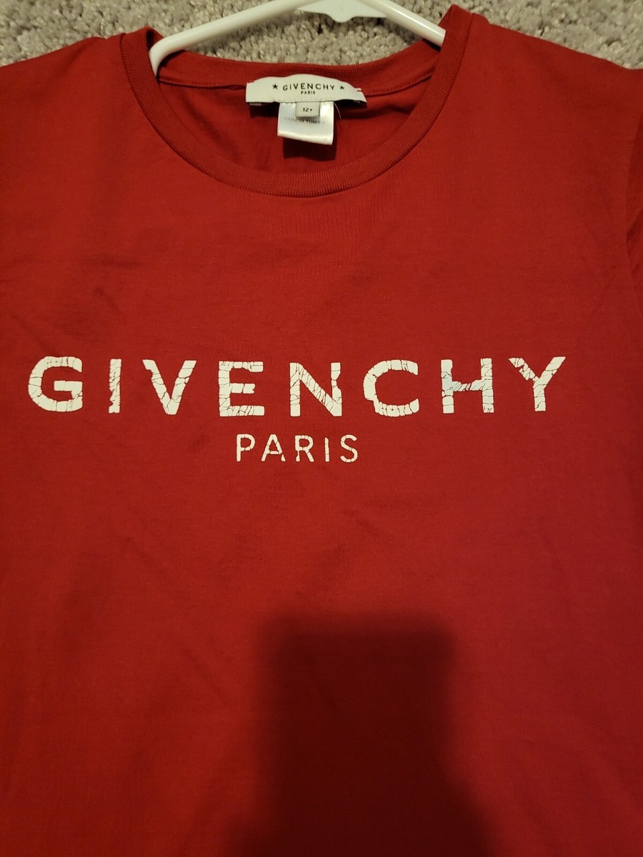 Givenchy Red Logo Distress Big Kid Tee Shirt 12y Women XS | eBay