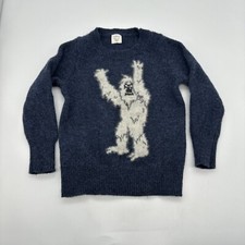 Crewcuts 100 Wool Sweater Boys 2 Blue Bigfoot Pullover Yeti