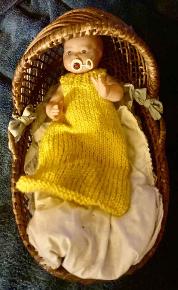 berceau couffin ancien bois et osier pour poupée poupon 1920 / 1930 - RARE !! - Photo 3/4