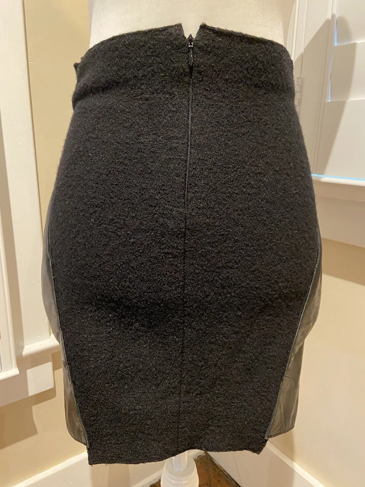 Minifalda Neil Barrett negra de lana y cuero - Talla 40/US 6 Foto 4 de 4