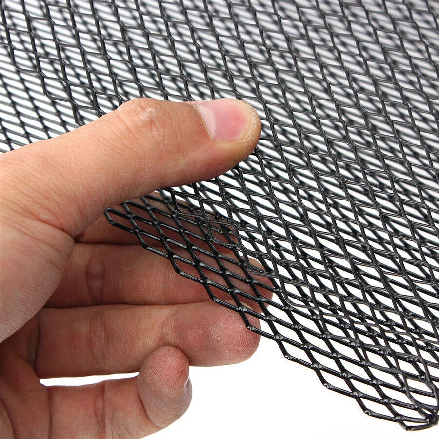 Black Aluminum Mesh Grill Cover 40" x 13" Car Bumper Fender Hood Vent Grille Net - Image 4 of 4