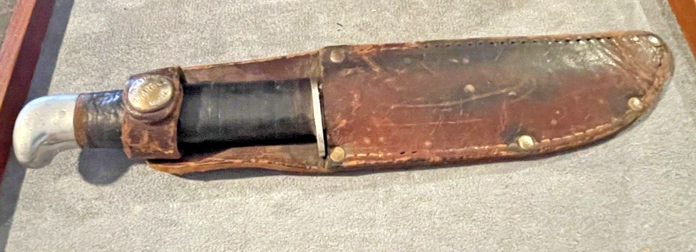 Vintage Marbles Fixed Blade Gladstone Michigan 5" blade Leather handle