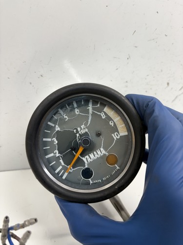 Yamaha AT125 AT2 125 Tachometer / Tach Assembly / GOOD CHROME / WORKS (1972) - Picture 2 of 6