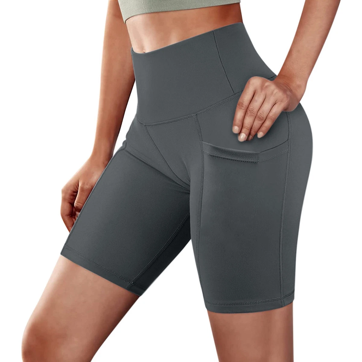 Plus size yoga top shorts with pockets