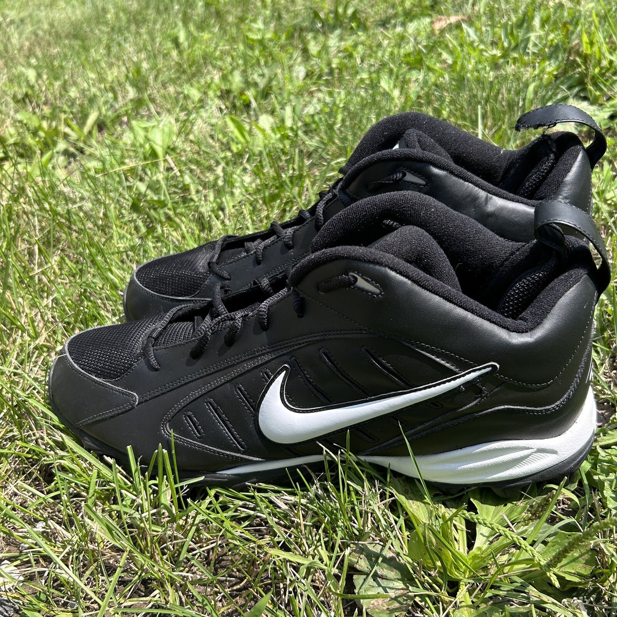 Nike Land Shark Mid Football Cleats - 313398-011 Black/White