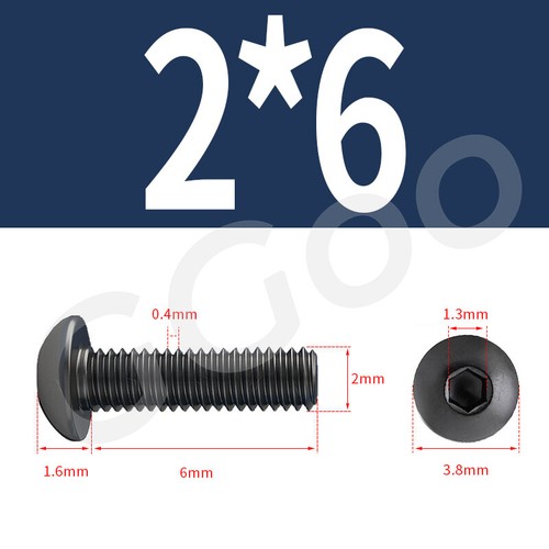 M2 - M8 BLACK BUTTON HEAD SCREWS ALLEN KEY SOCKET DOME BOLTS A2 STAINLESS STEEL - Picture 7 of 87