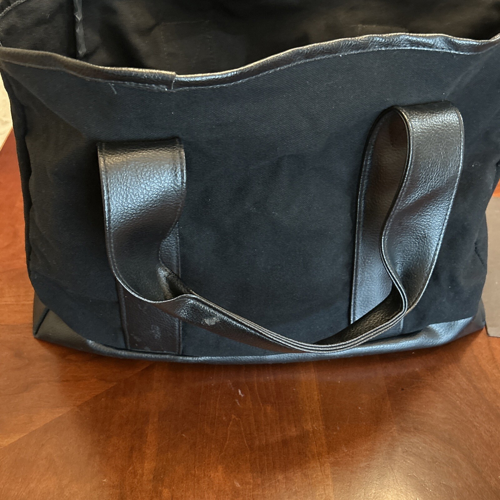 Department 56 Christmas Village Black Canvas Leather Tote Bag Rare Dealer Promo