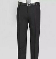 PRONTO UOMO Men's PLATINUM MODERN FIT Black Sharkskin PLEATED DRESS PANTS - 44