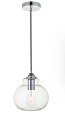 Elegant Lighting Single Light Pendant Chrome Glass LD2245C