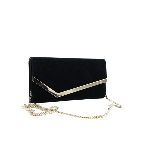Jimmy Choo Womens Black Velvet Clutch Shoulder Bag G1134