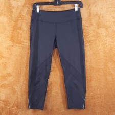 ZELLA Leggings Womens Small Black Pull On Crop Mesh Insert Stretch Workout Gym