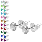 925 Silver Stud Earrings 1 Pair Cubic Zirconia Stone Many Colours Earrings Ear Jewelry