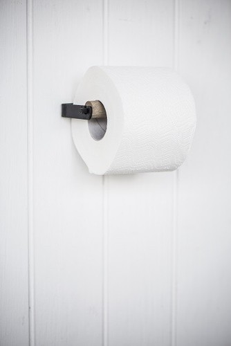 Toilet Paper Holder Altum Industrial Design Black With Wooden Roll by Ib Laursen - Picture 2 of 3