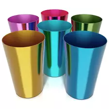 6 Pcs Aluminum Tumblers 15 Oz - Lightweight, Durable, and Reusable Metal Cups 