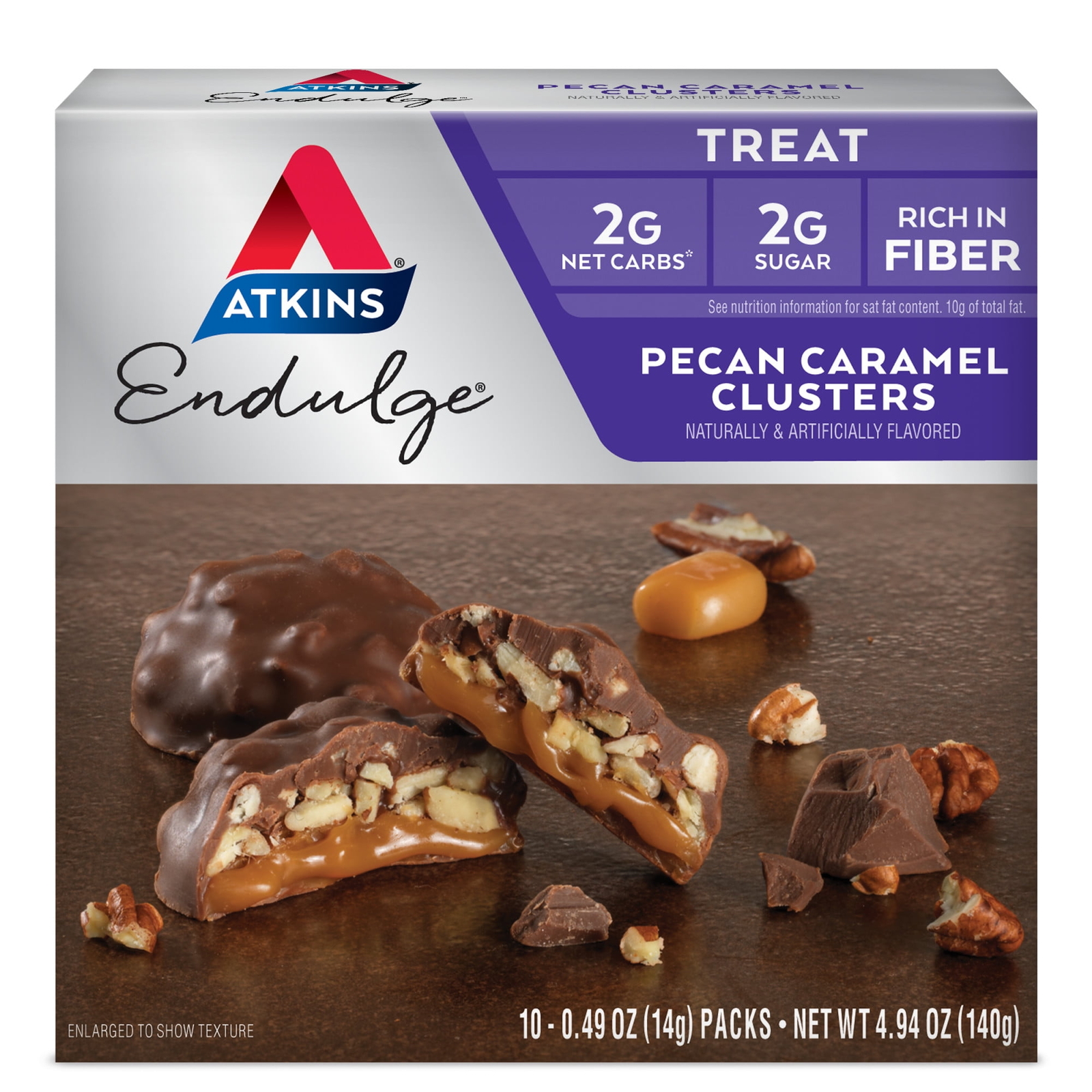 Atkins Keto Friendly Pecan Caramel Clusters Snack Pack 10 Count