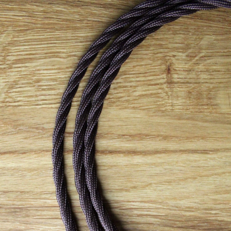 Cable Electrique tordu Textile Marron, Fil Electrique Tissu de 3 Mètres, 3 Condu - Photo 4/4