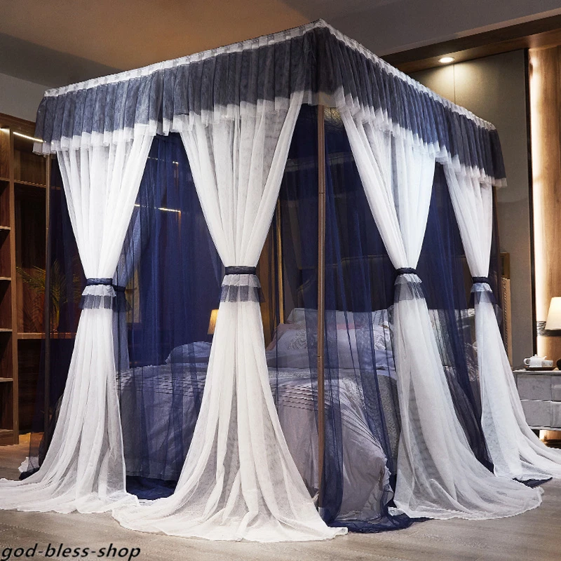 Mosquitera de doble capa 2025 con marcos cenefas de cortina de cama toldo red Foto 3 de 4