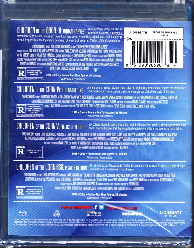 CHILDREN OF THE CORN III, IV, V & 666 ISAACS RETURN BLU RAY REGION FREE - Image 3 of 3