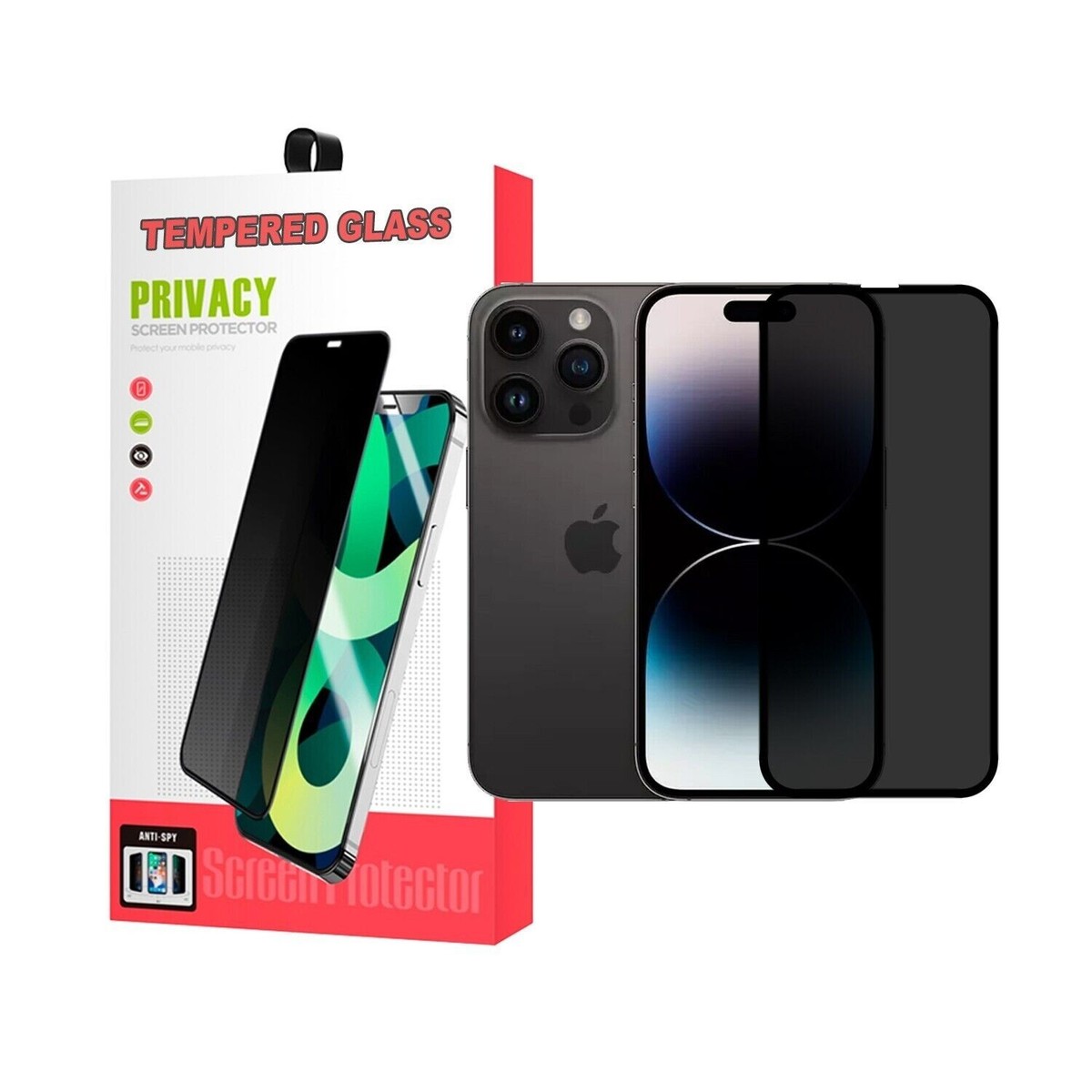 Pellicola Privacy Specchio Per IPhone 14 Pro Max - Vetro Temperato Anti-Spy E Anti-Luce Blu, Colorato, Copertura Completa - 2