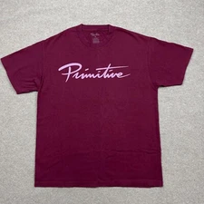 Primitive Mens Shirt Red Large Short Sleeve Skateboard Skater Maroon Casual Tee